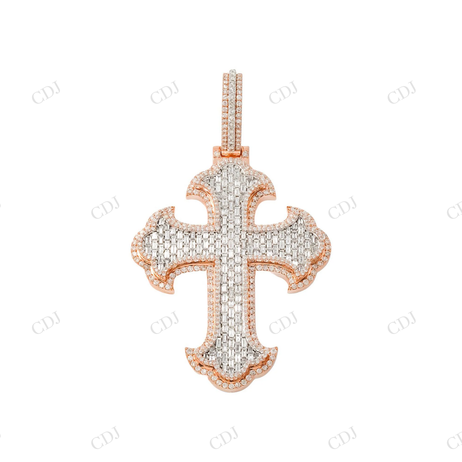 925 Silver Moissanite Baguette Cross Pendant Hip Hop Pendent customdiamjewel
