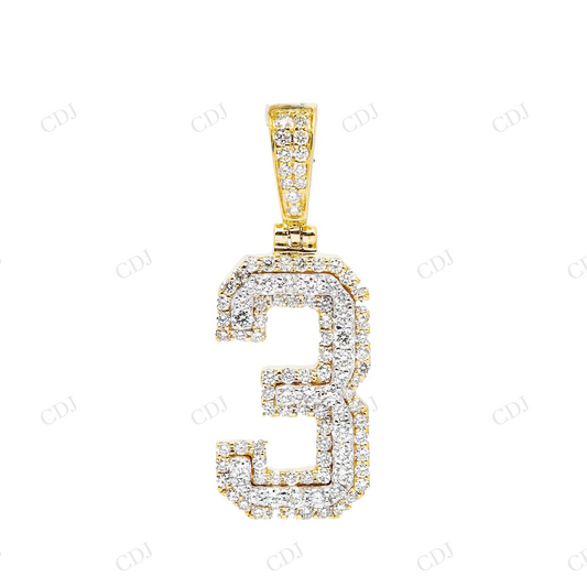 Rapper Style Number 3 Moissanite 925 Silver Fully Iced Out Pendant Hip Hop Pendent customdiamjewel