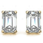 Yellow Gold Emerald Cut Lab Created Diamond Earrings