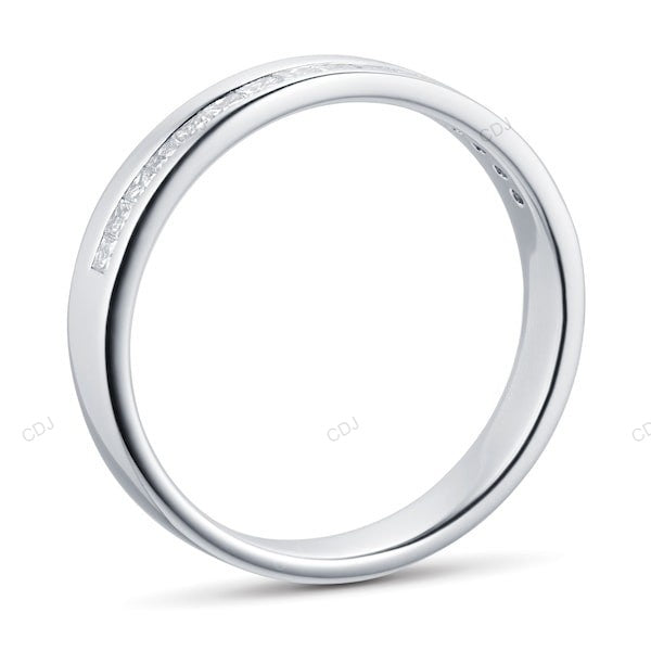 Princess Cut CVD Diamond White Gold Wedding Band