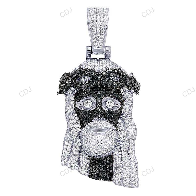 Black Onyx CVD Diamond White Gold Jesus Iced Out Pendant hip hop jewelry CustomDiamJewel