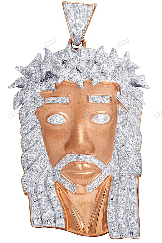 Lab Grown Diamond Jesus Face Matte Rose Gold Pendant hip hop jewelry CustomDiamJewel