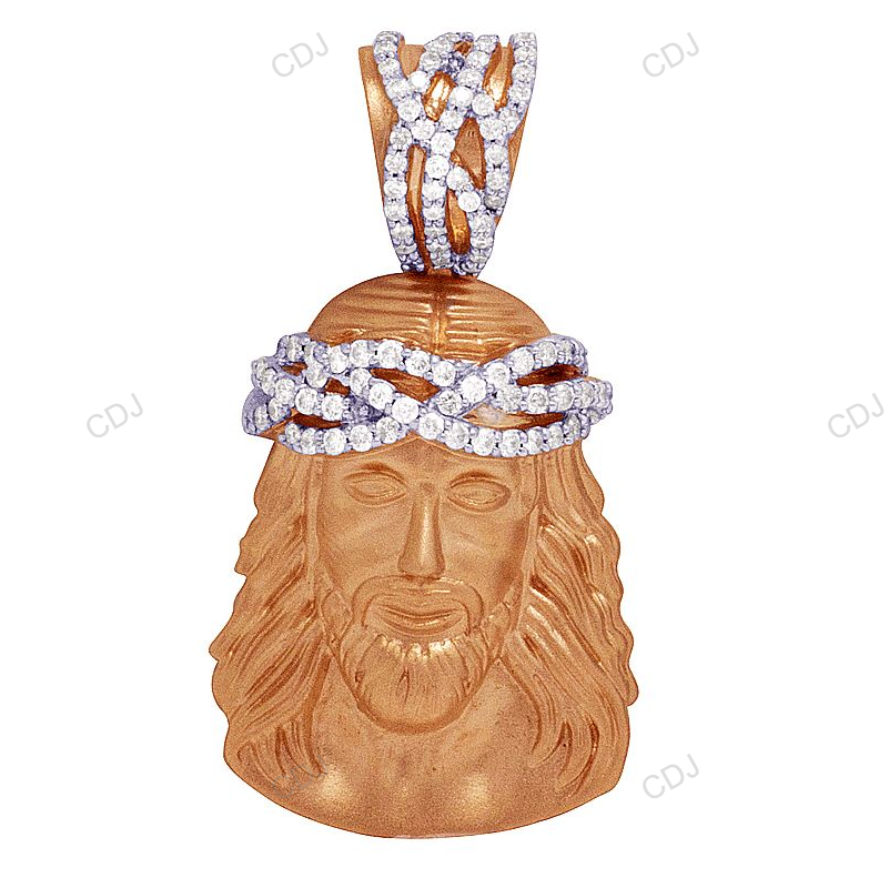 0.55 CTW Rose Gold Jesus Matte Lab Grown Diamond Pendant hip hop jewelry CustomDiamJewel