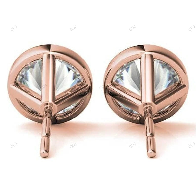 Yellow Gold Bezel Set Lab Grown Diamond Earrings customdiamjewel