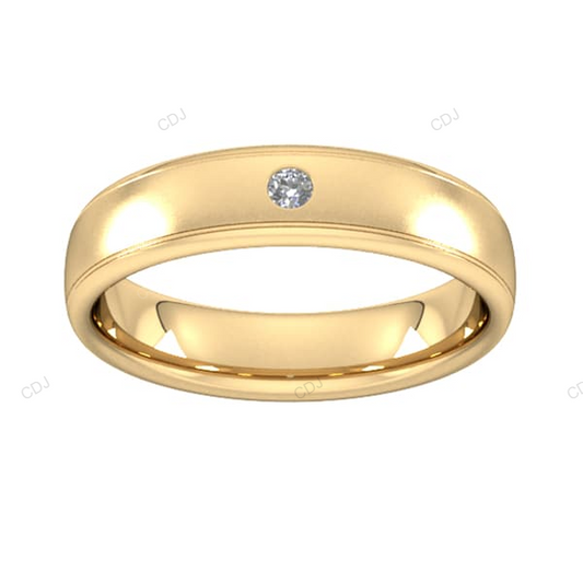 Yellow Gold Flush Setting CVD Diamond Wedding Band For Everyday Wedding Band customdiamjewel