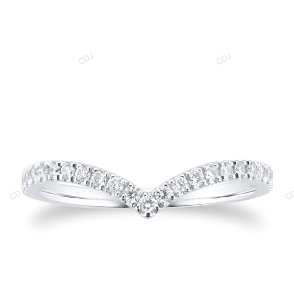 White Gold CVD Diamond Chevron Shape Wedding Band