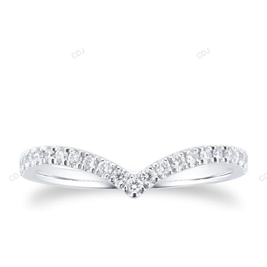White Gold CVD Diamond Chevron Shape Wedding Band Wedding Band customdiamjewel