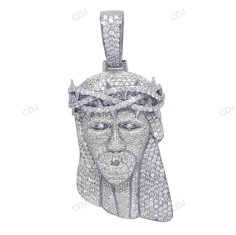 Large Iced Out Jesus White Gold Lab Grown Diamond Pendant hip hop jewelry CustomDiamJewel