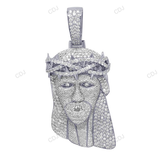 Large Iced Out Jesus White Gold Lab Grown Diamond Pendant hip hop jewelry CustomDiamJewel