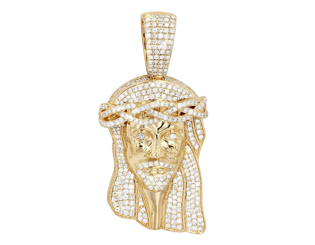 Lab Grown Diamond Gold Jesus Iced Out Handmade Pendant hip hop jewelry CustomDiamJewel