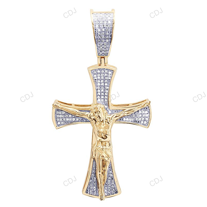 Two-Tone Gold CVD Diamond Cross Jesus Pendant customdiamjewel