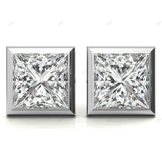 Bezel Setting Lab Grown Diamond Gold Earrings customdiamjewel