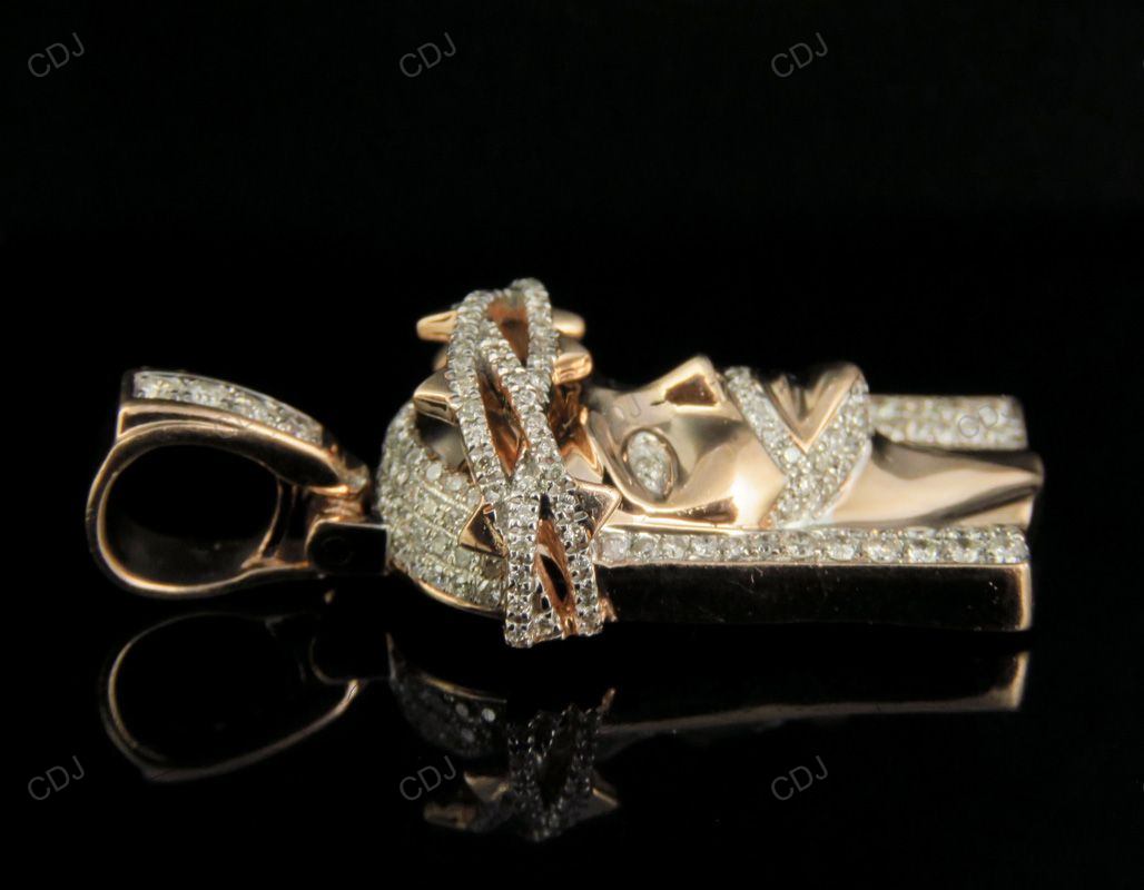 Rose Gold Jesus Face Lab Created Diamond Pendant hip hop jewelry CustomDiamJewel