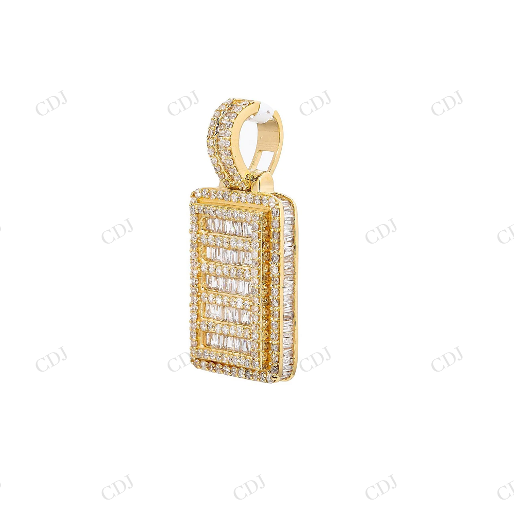 Iced Out 925 Silver Rectangular Baguette Moissanite Pendant Hip Hop Pendent customdiamjewel