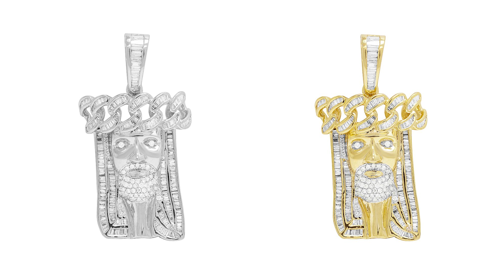 Jesus Baguette Cut Lab Grown Diamond Yellow Gold Pendant hip hop jewelry CustomDiamJewel