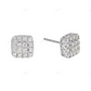 Custom Lab Grown Diamond Square Cluster Gold Earrings