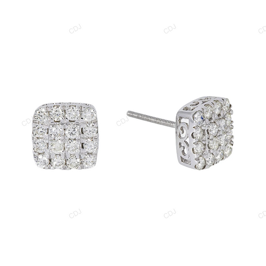 Custom Lab Grown Diamond Square Cluster Gold Earrings hip hop jewelry customdiamjewel