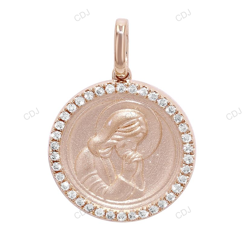 Medallion Praying CVD Diamond Rose Gold Pendant hip hop jewelry CustomDiamJewel