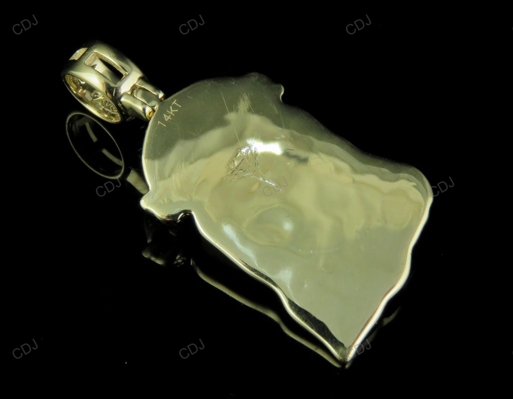 Lab Grown Diamond Yellow Gold Jesus Cuban Link Crown Pendant hip hop jewelry CustomDiamJewel