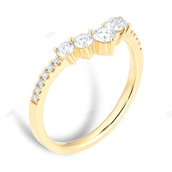 Yellow Gold Lab Grown Diamond Wedding Band For Daily Wear