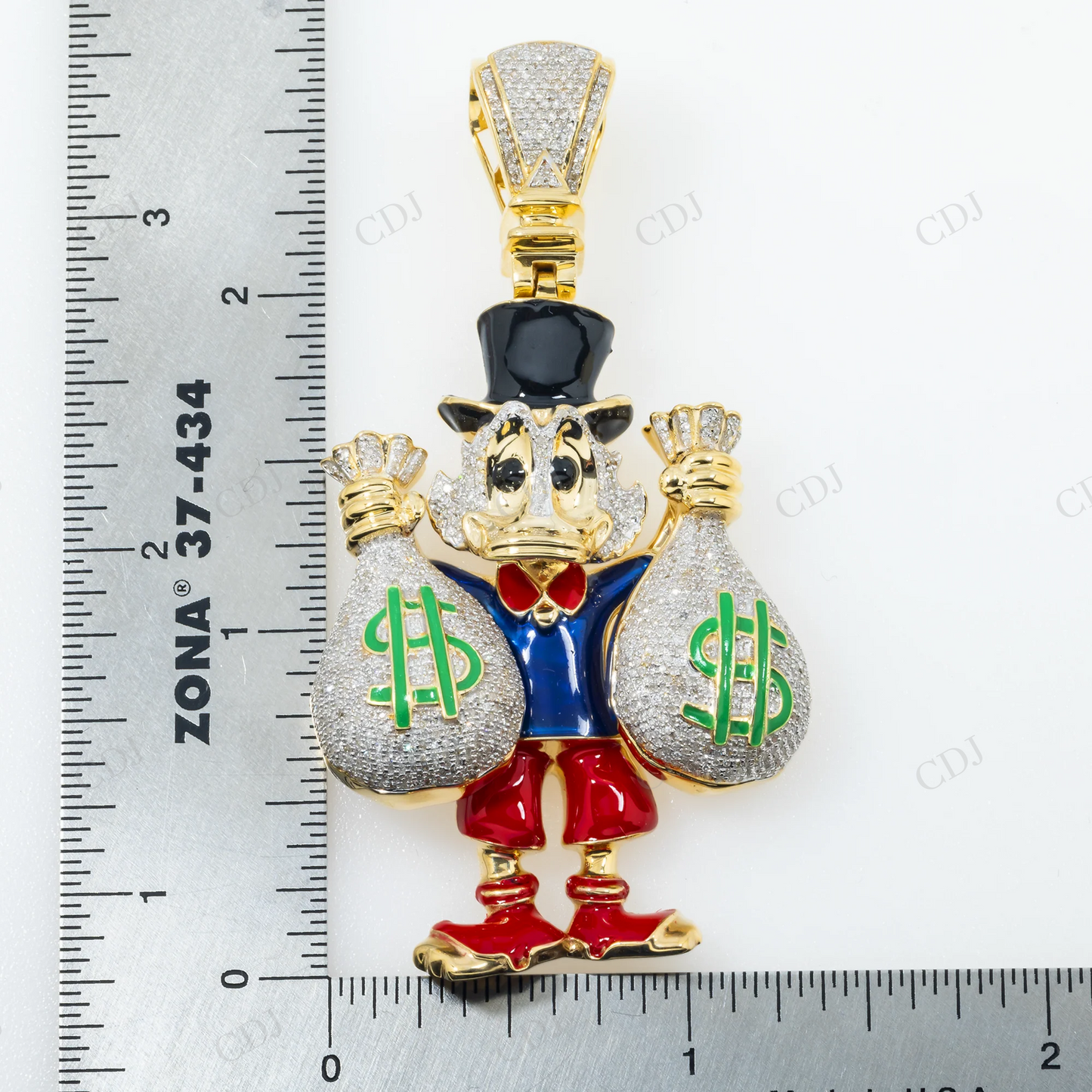 Custom Bling Cartoon Duck Holding Dollar Bags Moissanite 925 Silver Pendant Hip Hop Pendent customdiamjewel