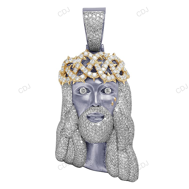 Two-Tone Gold Jesus CVD Diamond Hip Hop Pendant hip hop jewelry CustomDiamJewel