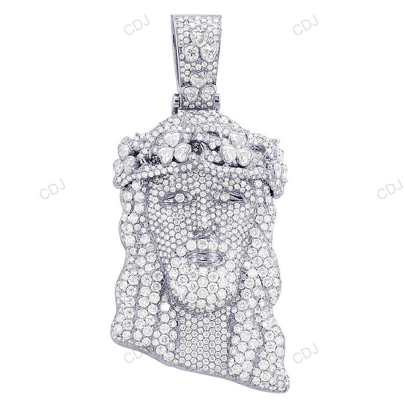 Jesus Head Flower Crown White Gold CVD Diamond Iced Out Pendant hip hop jewelry CustomDiamJewel