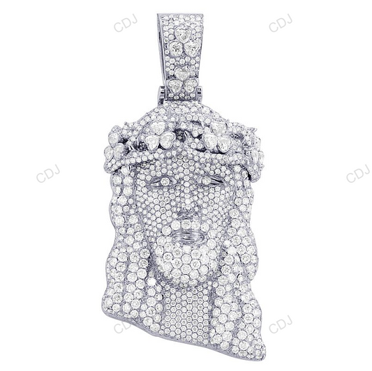 Jesus Head Flower Crown White Gold CVD Diamond Iced Out Pendant hip hop jewelry CustomDiamJewel
