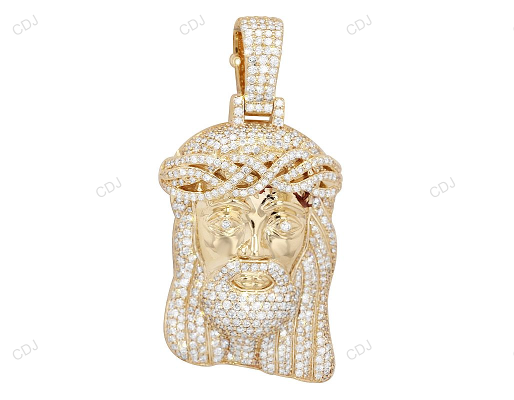 Crowned Jesus Head Lab Grown Diamond Gold Customize Pendant hip hop jewelry CustomDiamJewel