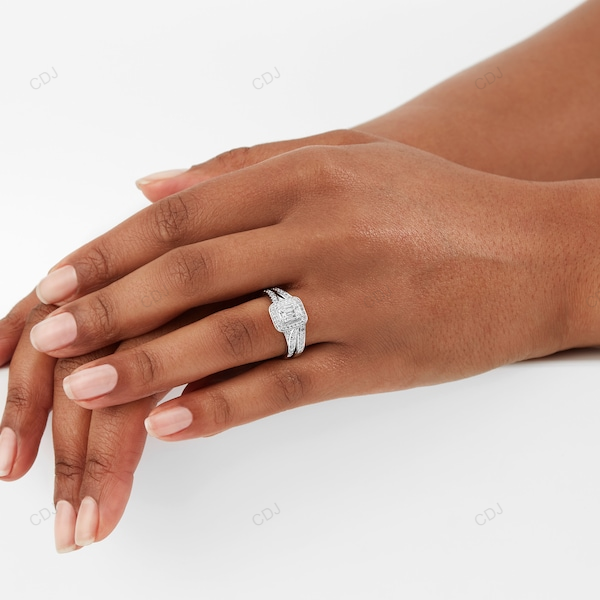 18KT White Gold Diamond Mixed Cut Bridal Set