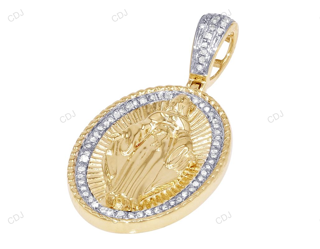 Mother Mary Two-Tone Lab Grown Diamond Pendant hip hop jewelry CustomDiamJewel
