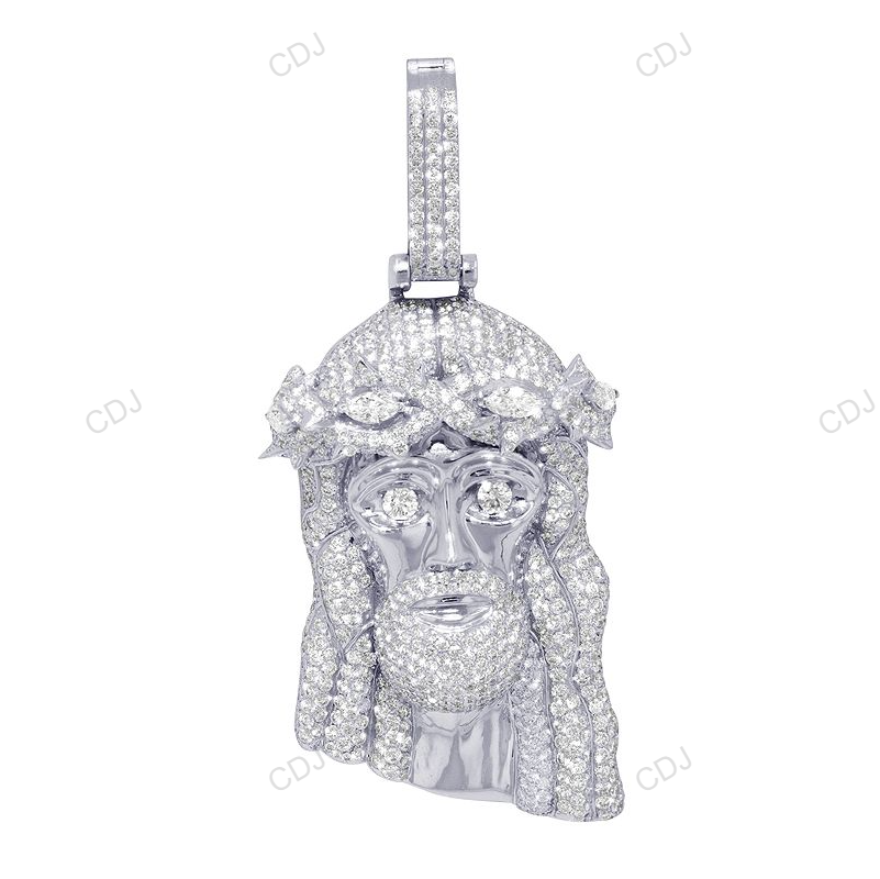 Jesus White Gold CVD Diamond Hip Hop Pendant hip hop jewelry CustomDiamJewel