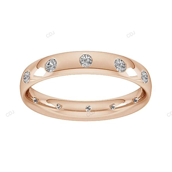 Rose Gold Flush Setting CVD Diamond Wedding Band