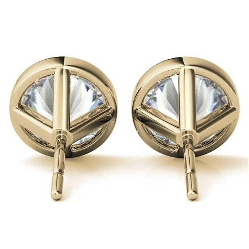 Yellow Gold Bezel Set Lab Grown Diamond Earrings