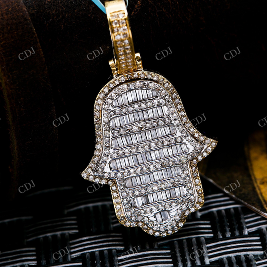 925 Silver Hamsa Moissanite Baguette Pendant Hip Hop Pendent customdiamjewel
