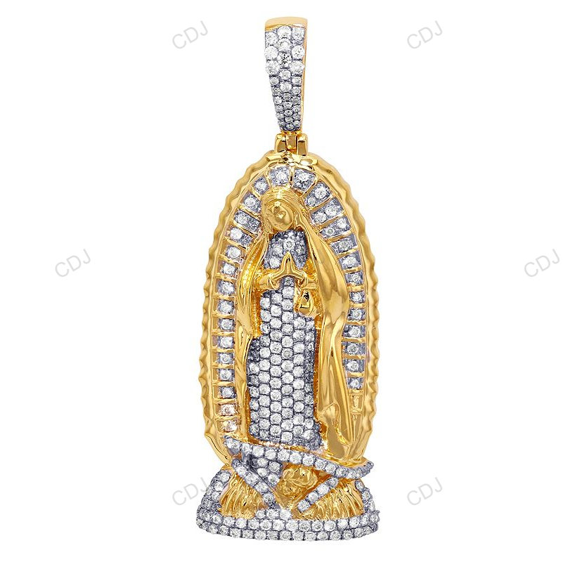 Mother Mary Yellow Gold Lab Grown Diamond Hip Hop Pendant hip hop jewelry CustomDiamJewel