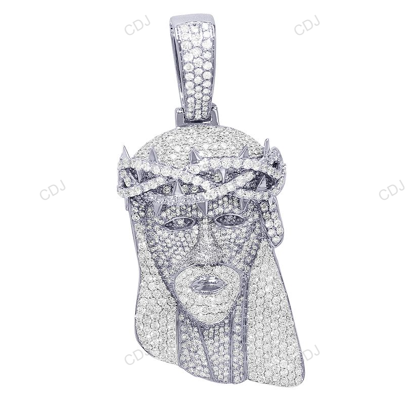 Jesus Crown Thorn White Gold CVD Diamond Iced Out Pendant hip hop jewelry CustomDiamJewel
