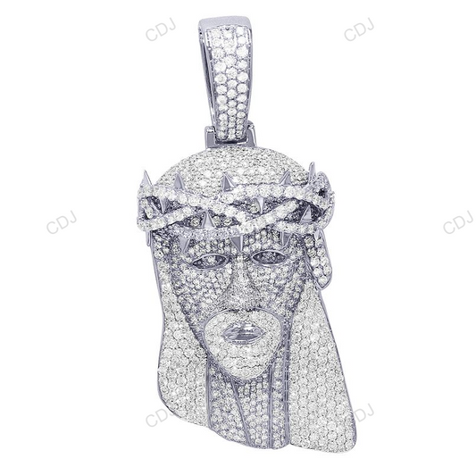 Jesus Crown Thorn White Gold CVD Diamond Iced Out Pendant hip hop jewelry CustomDiamJewel