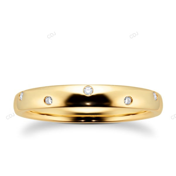 Yellow Gold Lab Grown Diamond Flush Setting Wedding Band