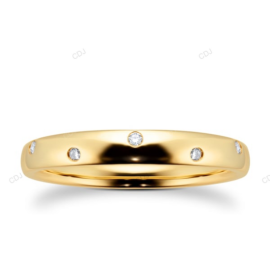 Yellow Gold Lab Grown Diamond Flush Setting Wedding Band