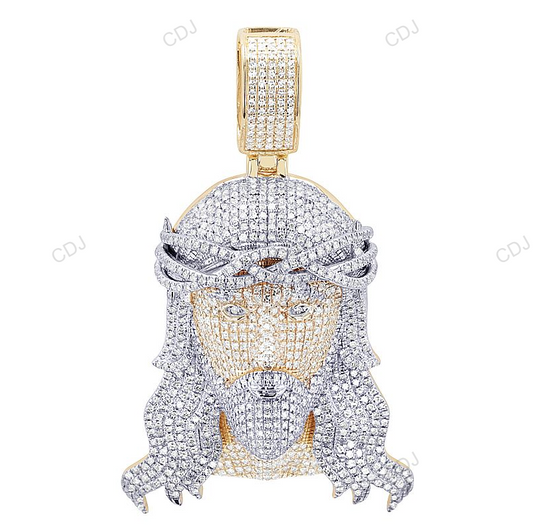 Two Tone Lab Grown Diamond Gold Iced Out Jesus Pendant hip hop jewelry CustomDiamJewel