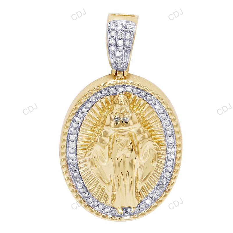 Mother Mary Two-Tone Lab Grown Diamond Pendant hip hop jewelry CustomDiamJewel