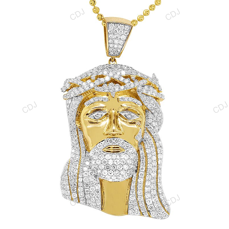 Jesus Face CVD Diamond Yellow Gold Hip Hop Pendant hip hop jewelry CustomDiamJewel