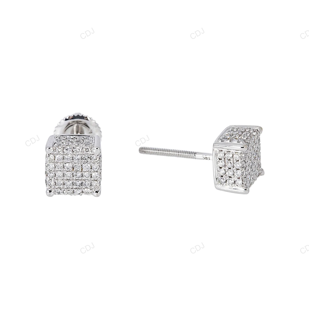 Iced Out Lab Grown Diamond Cluster Gold Square Earrings