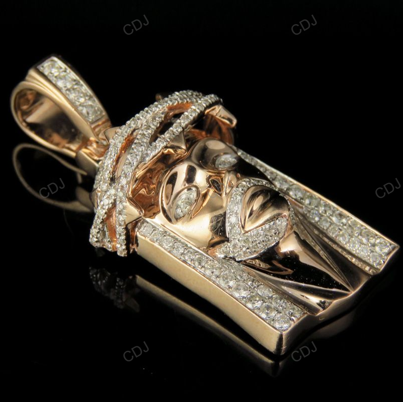 Rose Gold Jesus Face Lab Created Diamond Pendant hip hop jewelry CustomDiamJewel