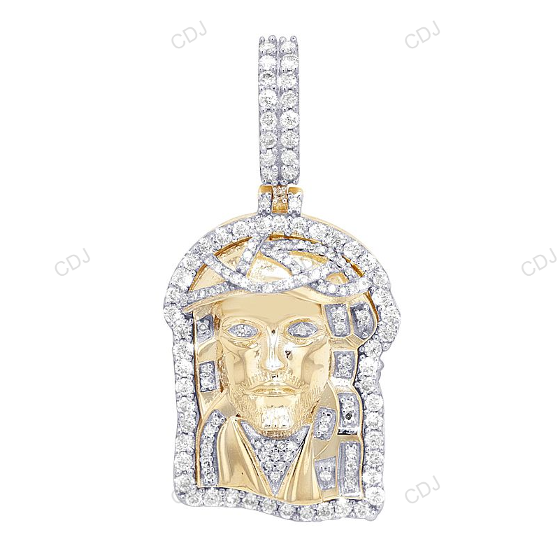 Yellow Gold Lab Grown Diamond Jesus Frame Pendant hip hop jewelry CustomDiamJewel