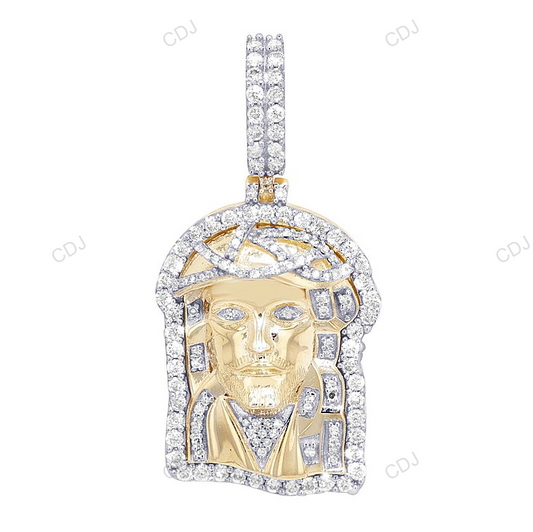 Yellow Gold Lab Grown Diamond Jesus Frame Pendant hip hop jewelry CustomDiamJewel