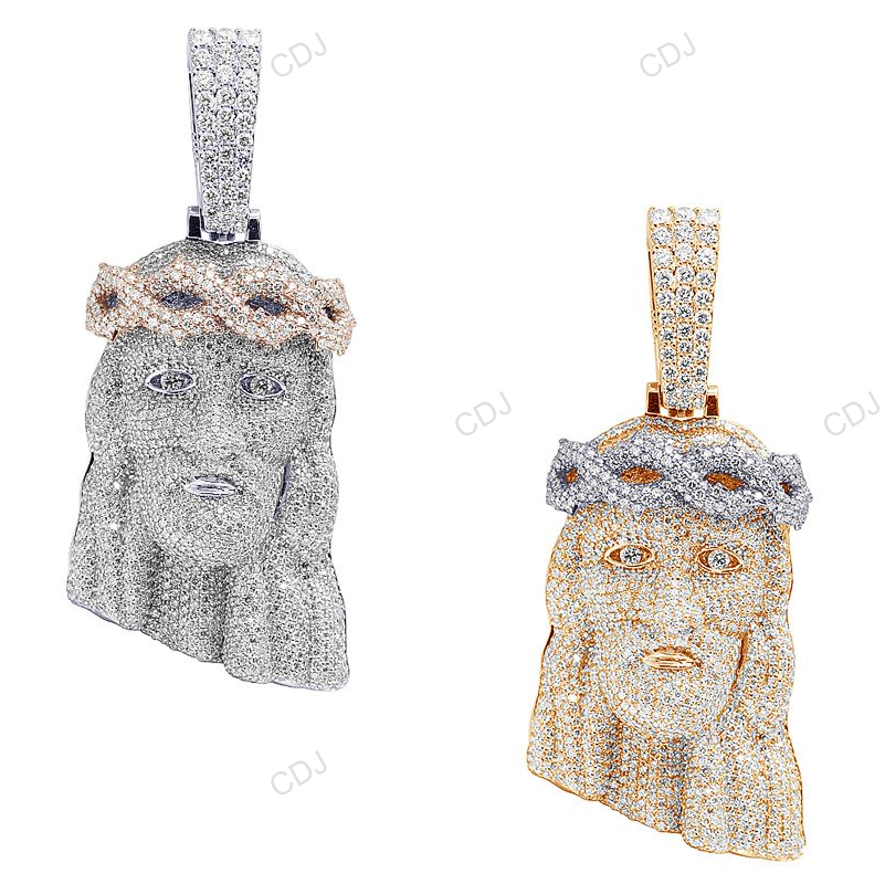 Jesus Crown Of Thorns CVD Diamond Two-Tone Pendant hip hop jewelry CustomDiamJewel