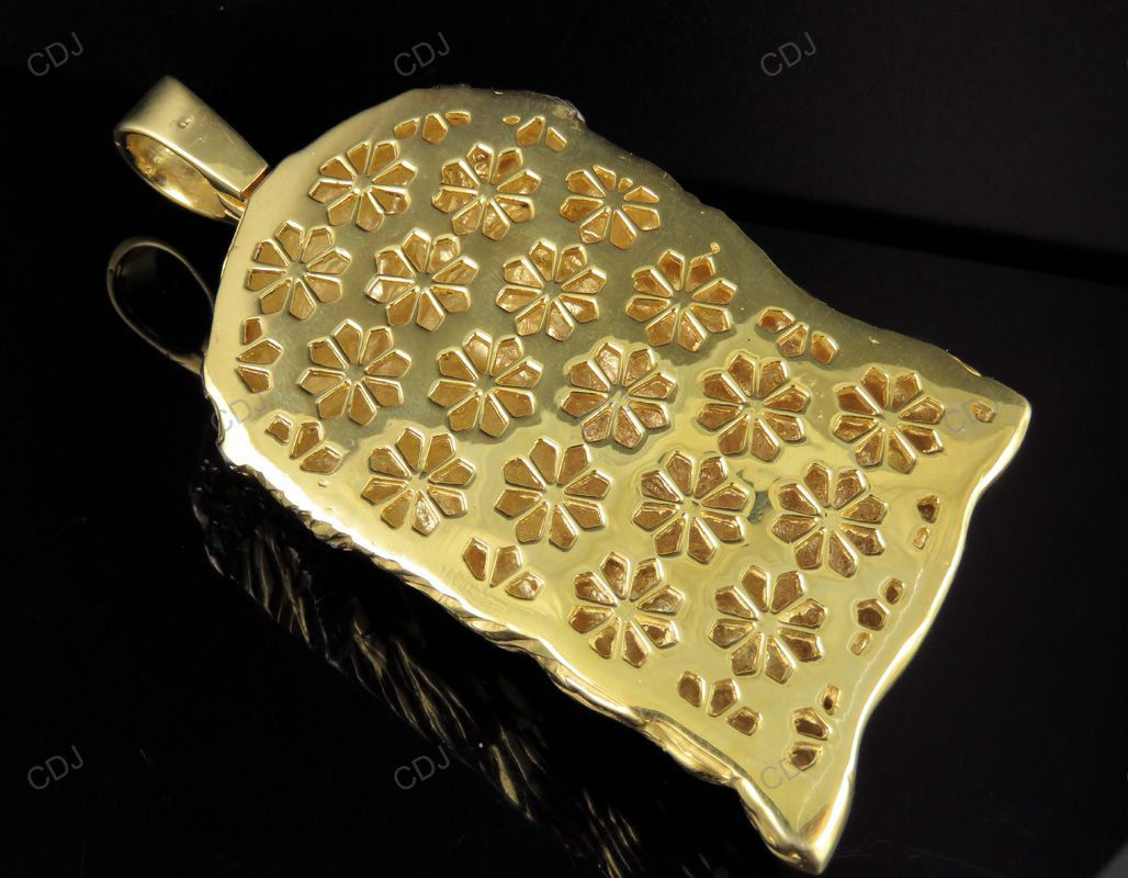 Men's Yellow Solid Gold Jesus CVD Diamond Hip Hop Pendant hip hop jewelry CustomDiamJewel