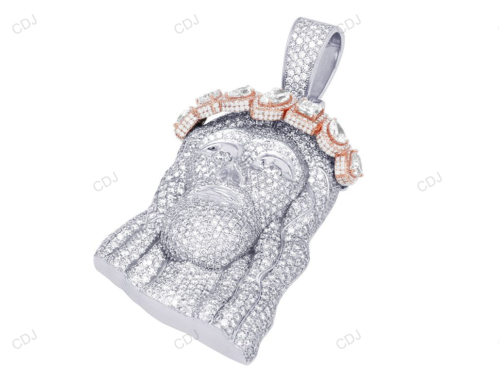Two-Tone Lab Grown Diamond Iced Out Jesus Pendant hip hop jewelry CustomDiamJewel